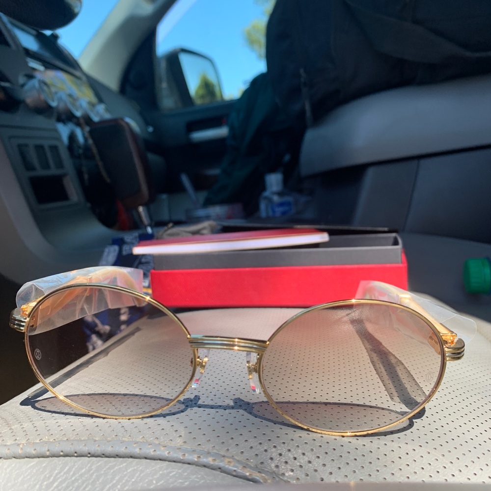 Cartier gold natural horn white sunglasses